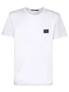 Dolce & Gabbana White Crewneck T-shirt With Logo Plate In Cotton Man