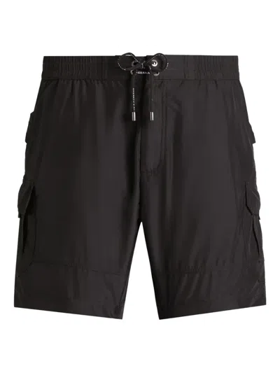 Dolce & Gabbana Tag-detail Swim Shorts In Black