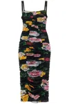 Dolce & Gabbana Paneled Ruched Floral-print Tulle Dress