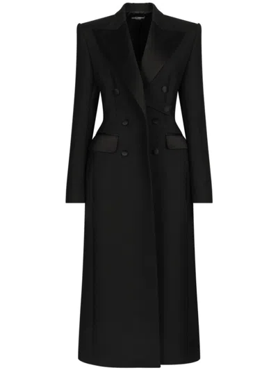 Dolce & Gabbana Double-breasted Coat In Black
