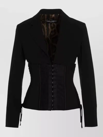 Dolce & Gabbana Tailored Blazer Corset Shape Lace Up In Black