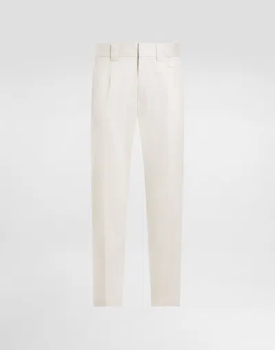 Dolce & Gabbana Tailored Cotton Pants In Beige