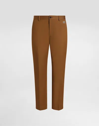 Dolce & Gabbana Tailored Cotton Pants In Brown