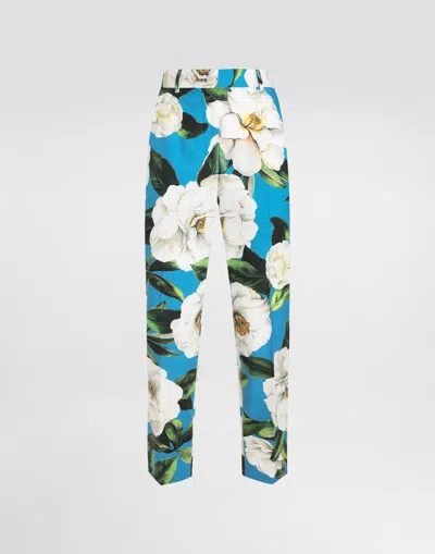 Dolce & Gabbana Tailored Cotton Pants With Gardenia Print