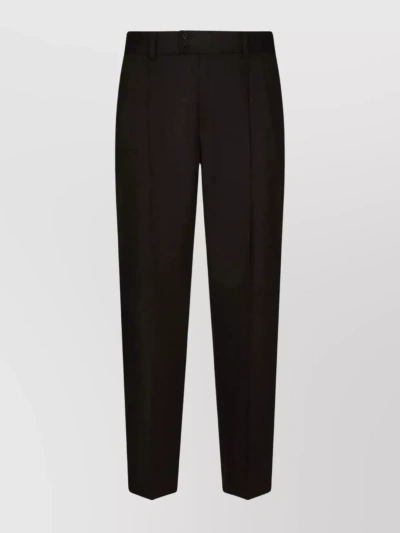 Dolce & Gabbana Tailored Cotton Trousers With Double Pleats In Brown