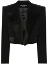 Dolce & Gabbana Cropped Blazer Virgin Wool Silk Blend In Black