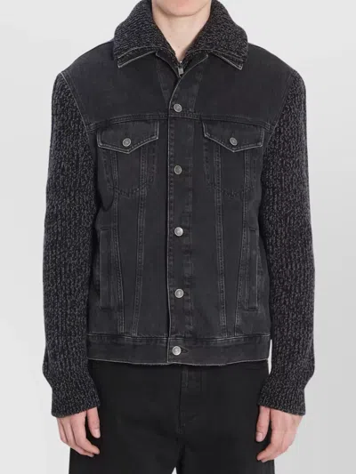 DOLCE & GABBANA TAILORED DENIM AND WOOL BLEND JACKET