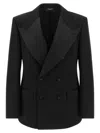 Dolce & Gabbana Double-breasted Satin-lapel Jacket In Black
