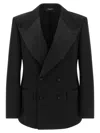 Dolce & Gabbana Double-breasted Satin-lapel Jacket In Black