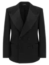 Dolce & Gabbana Double-breasted Satin-lapel Jacket In Black
