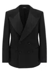 Dolce & Gabbana Double-breasted Satin-lapel Jacket In Black