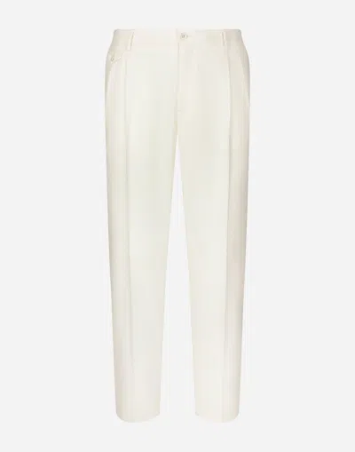 Dolce & Gabbana Continuative Tailored Linen Trousers In White