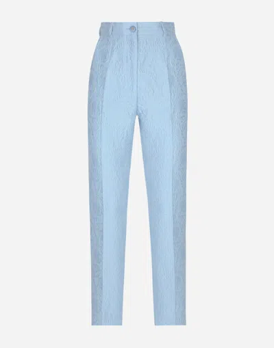Dolce & Gabbana Tailored Floral Quilted Jacquard Pants In Purple