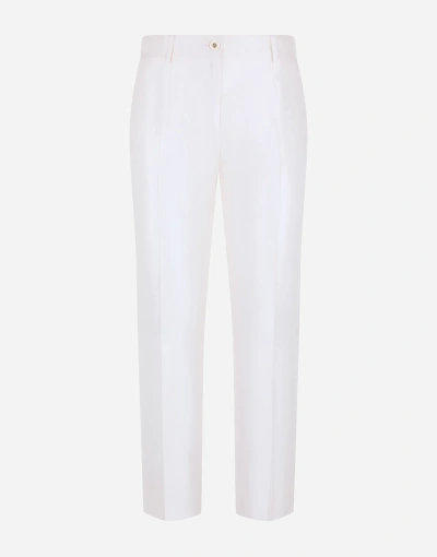 Dolce & Gabbana Silk Tailored Trousers In White