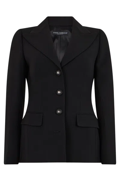 Dolce & Gabbana Tailored Notch Lapel Jacket In Virgin Wool In Black