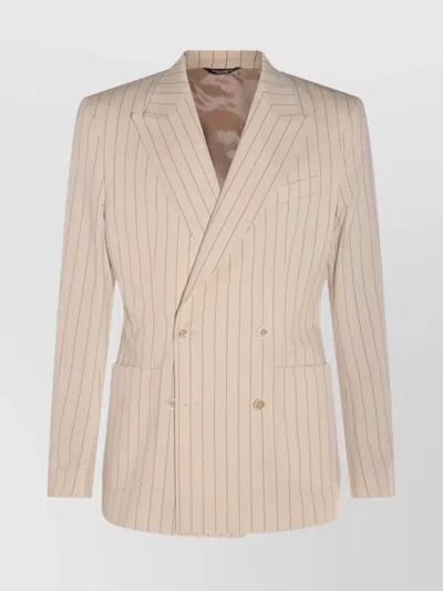 Dolce & Gabbana Tailored Pinstripe Blazer With Front Pockets In Multi