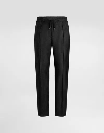 Dolce & Gabbana Tailored Pinstripe Jogging Trousers In Black