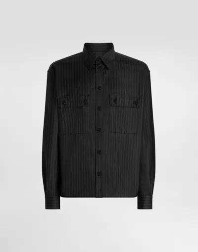 Dolce & Gabbana Tailored Pinstripe Shirt In Black