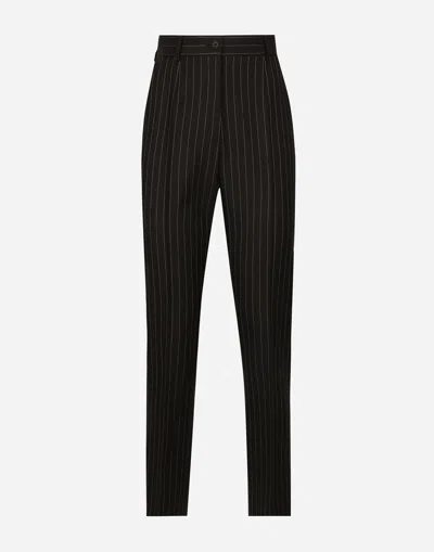 Dolce & Gabbana Tailored Pinstripe Wool Pants In Multicolor