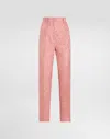 Dolce & Gabbana Tailored Quilted Floral Jacquard Pants In Pink