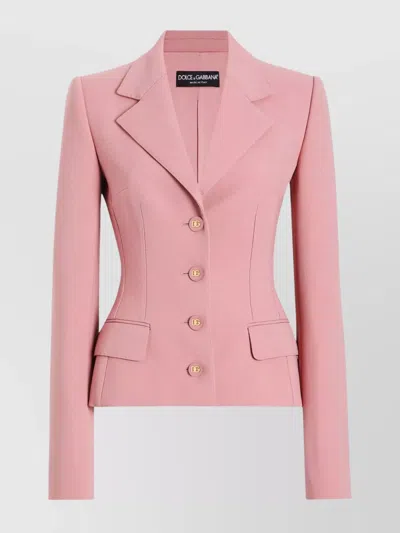 Dolce & Gabbana Tailored Single-breasted Jacket Flap Pockets In Pink