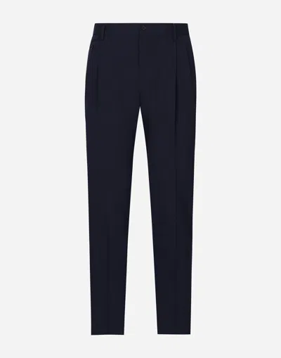 Dolce & Gabbana Tailored Stretch Twill Pants In Blue
