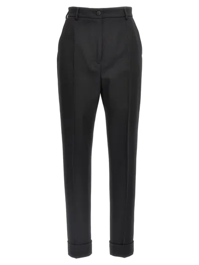 DOLCE & GABBANA TURNED-UP HEM TAILORED TROUSERS