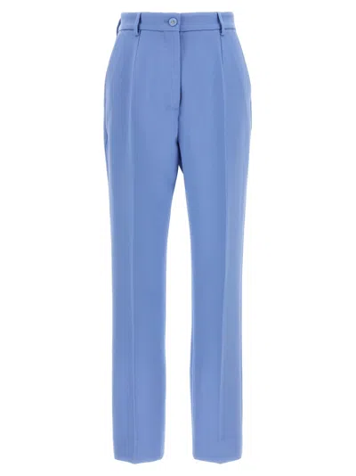 Dolce & Gabbana Cerulean Blue Crepe Pant In Glicineviolachiari