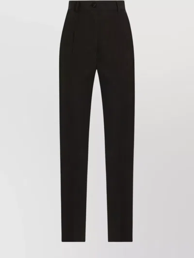 Dolce & Gabbana Tailored Trousers With Belt Loops And Button Detail In Black