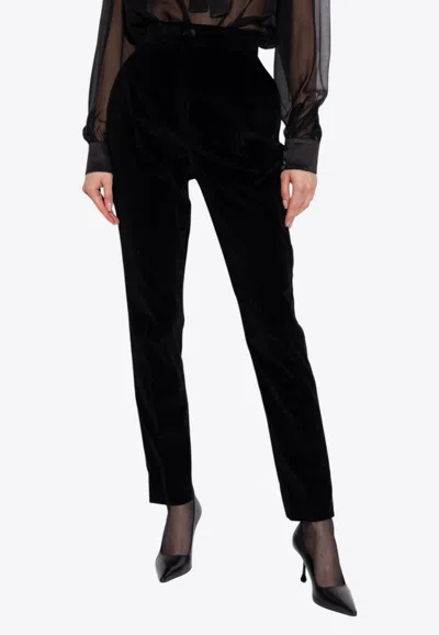 Dolce & Gabbana Tailored Velvet Tuxedo Pants In Black