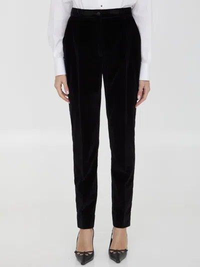 Dolce & Gabbana Tailored Velvet Tuxedo Pants In Black