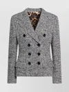 Dolce & Gabbana Tailored Wool Blend Jacket Featuring Buttons In Gray