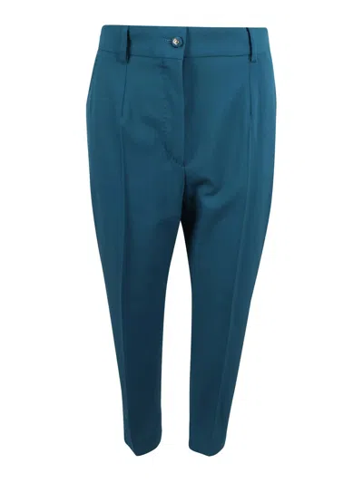 Dolce & Gabbana Tailored Wool Canvas Trousers In Blue