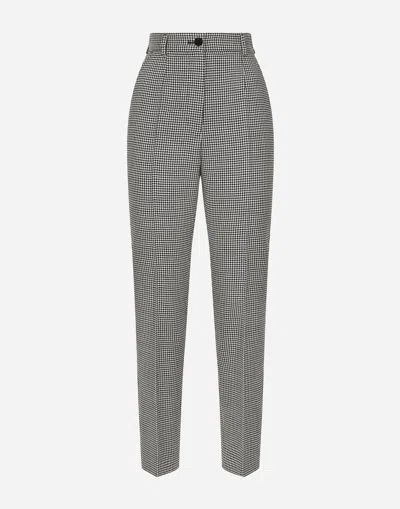 DOLCE & GABBANA TAILORED WOOL HOUNDSTOOTH PANTS