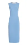 Dolce & Gabbana Wool Crepe Sheath Midi Dress With Tube In Blue