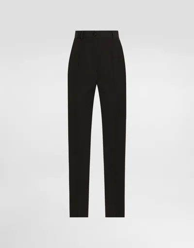 Dolce & Gabbana Tailored Woolen Tuxedo Pants In Black