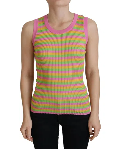 Dolce & Gabbana Multicolor Silk Vest Pullover Tank Top