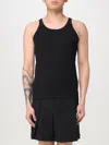 Dolce & Gabbana Black Sleeveless Top With Logo Embroidery On The Front And Ribbed Knit In Cotton Man In Black