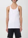 Dolce & Gabbana Classic Fit Cotton Blend Tank Top With Ribbed Texture In Weiss