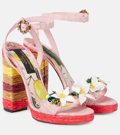 Dolce & Gabbana Taormina 105 Embellished Raffia Sandals