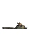 Dolce & Gabbana Women's Bianca Camouflage Gabardine Slides In Black