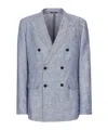 Dolce & Gabbana Taormina Double-breasted Unlined Pure Linen Blazer In Gray