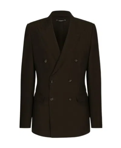 Dolce & Gabbana Taormina Double-breasted Suit Jacket In Brown