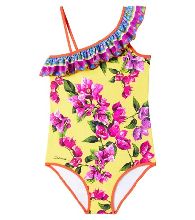 Dolce & Gabbana Kids' Taormina Floral Ruffled Swimsuit