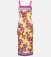 Dolce & Gabbana Taormina Floral Silk-blend Midi Dress In Yellow