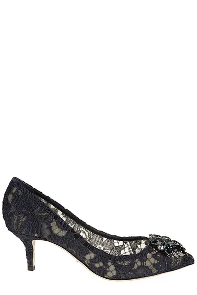 Dolce & Gabbana Taormina Lace Embellished Pumps In Black