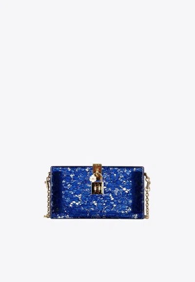 Dolce & Gabbana Taormina Lace Plexiglass Clutch Bag In Blue