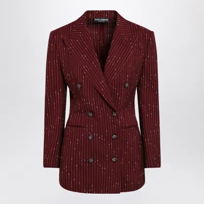 Dolce & Gabbana Taormina Pinstripe Doublebreasted Jacket In Red