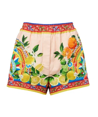 Dolce & Gabbana Taormina Printed Cotton-blend Shorts In Brown