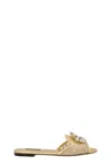 Dolce & Gabbana Rainbow Slides In Gold Lurex Lace With Brooch In Gold